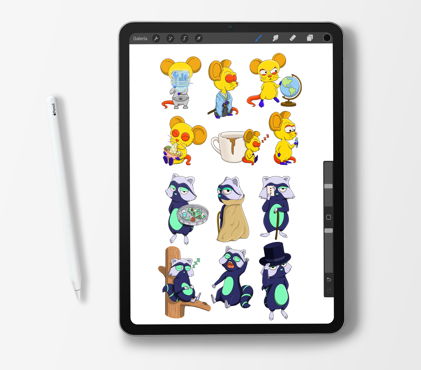 Ipad con ilustraciones